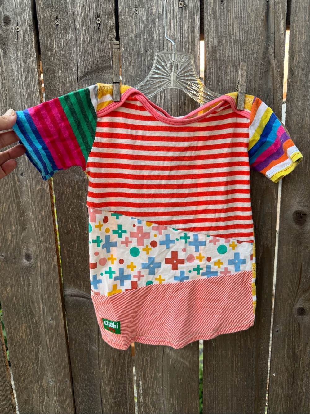 Kids 5-6y Oishi-M Hotch Podge Stripe & Print Short Sleeve Top
